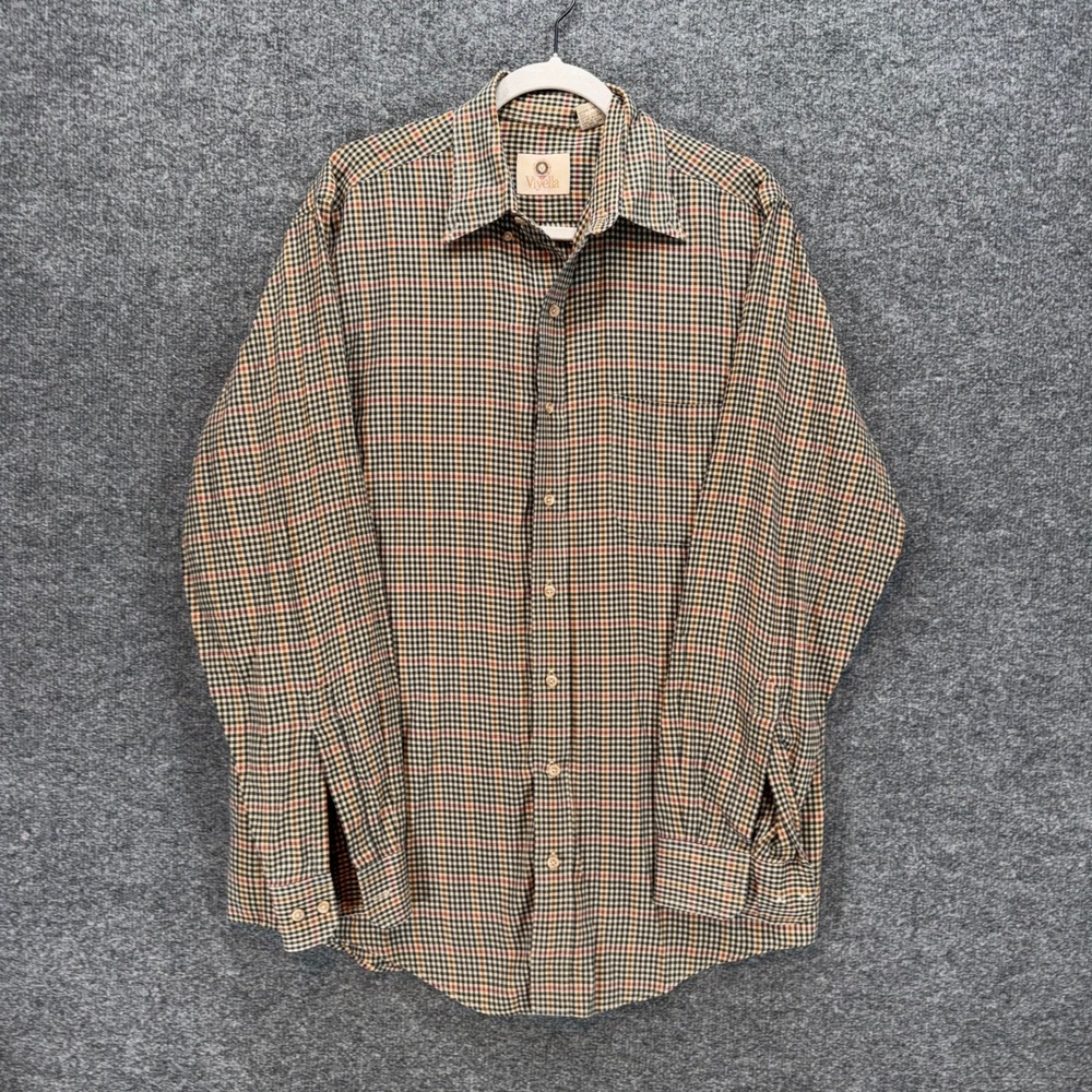 Viyella Button Down Shirt Mens Medium Multicolor Check Cotton Wool Blend Plaid